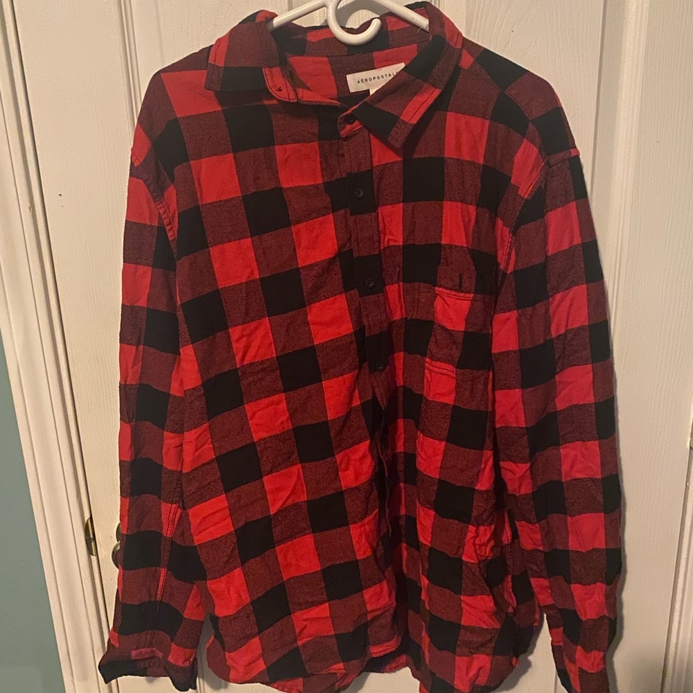 Aeropostale Red and Black Checkered Shirt